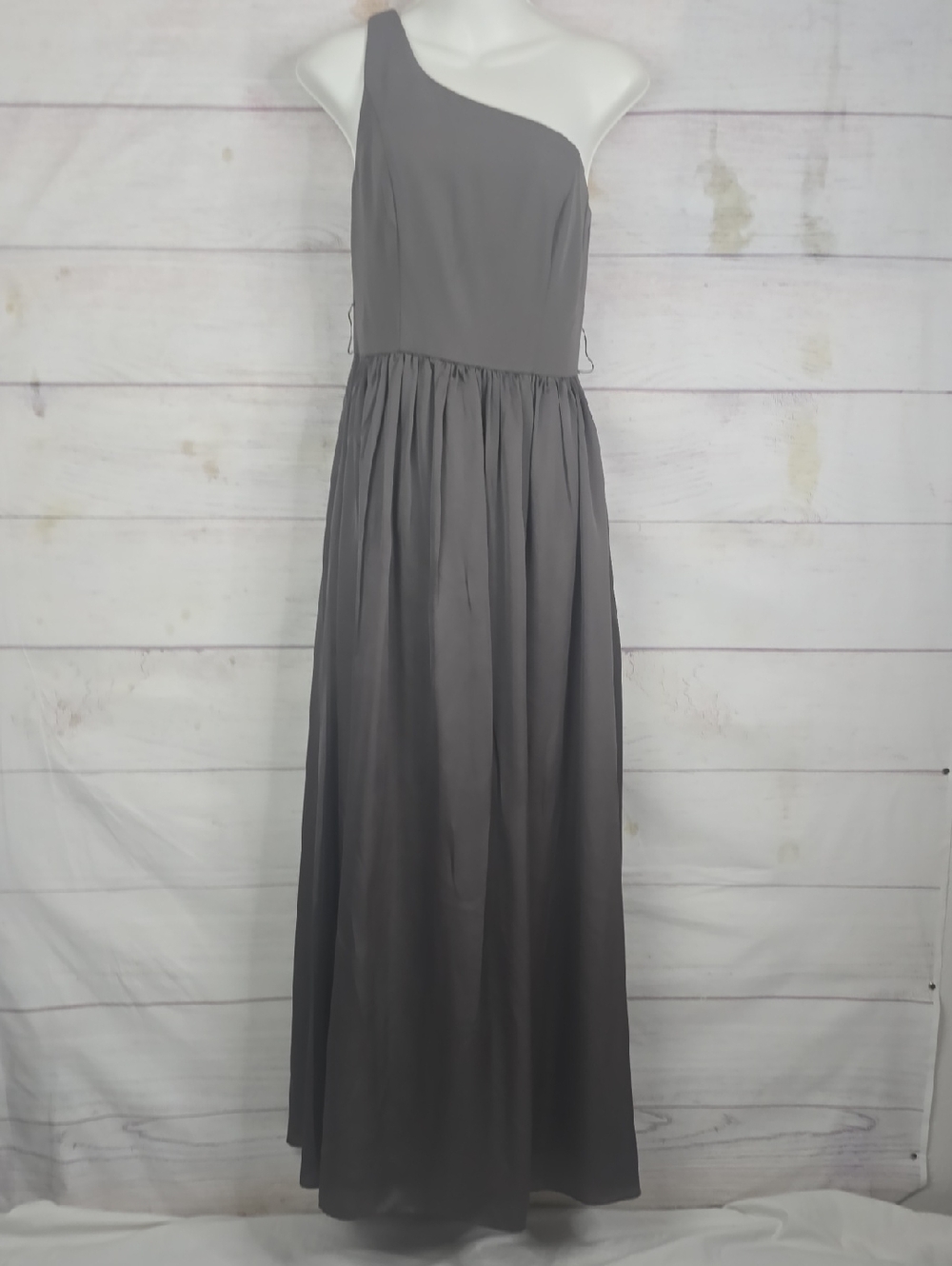 White by Vera Wang One-Shoulder Gray Evening Dress Sz 6